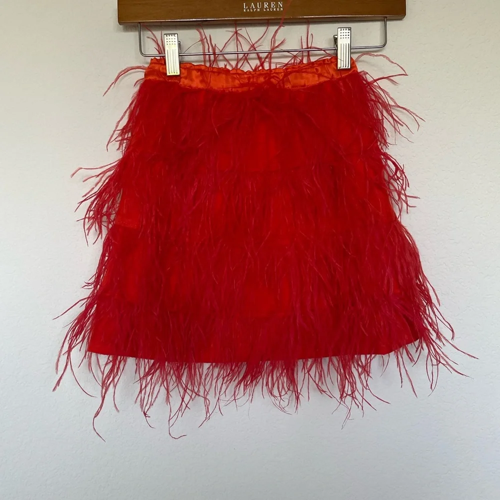 CURIO + KIND feathers skirt red short girl formal